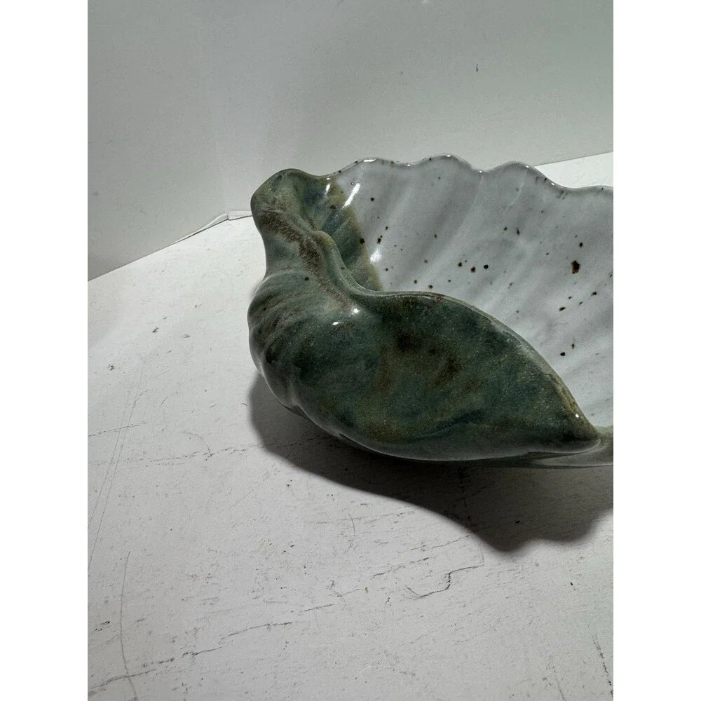 Signed Nedza Mid-Century Art Pottery Stoneware Shell Dish